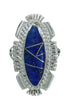 Lapis Inlay And Sterling Silver Southwest Ring Size 8-1/2 RX86897